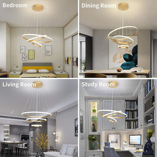 Powertech Ρυθμιζόμενο Κρεμαστό Φωτιστικό Χρυσό LED με Φυσικό Λευκό Φως 60x60εκ.