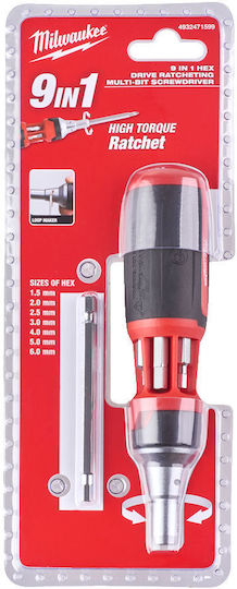 Milwaukee Screwdriver Ratchet with 10 Interchangeable Tips