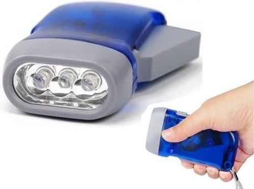 BigBuy Lumină de lucru și de sit, cu baterie Lanternă LED Lanternă Led reîncărcabilă cu dinam de mână Albastru