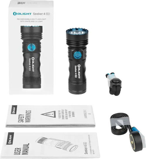 Olight Rechargeable Headlamp LED UV IPX8 with Maximum Brightness 1200lm Seeker 4 Mini Black