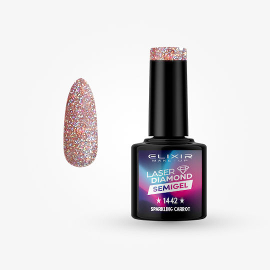 Elixir Laser Diamond Ojă Pentru Unghii Cu Gel Semi 1442 Cu Sclipici 8ml