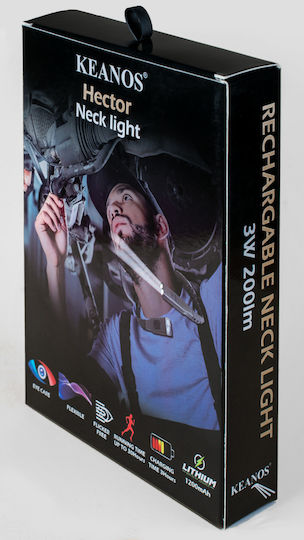 Rechargeable Neck Flashlight LED IP44 with Maximum Brightness 200lm Black
