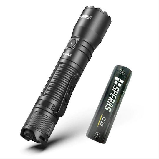 Speras Rechargeable Flashlight LED IP68 with Maximum Brightness 2500lm