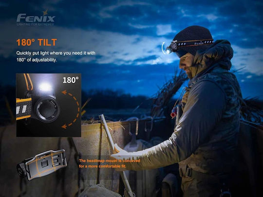 Fenix Επαναφορτιζόμενος Φακός Κεφαλής LED IP68 με Μέγιστη Φωτεινότητα 1200lm 2xCR123A
