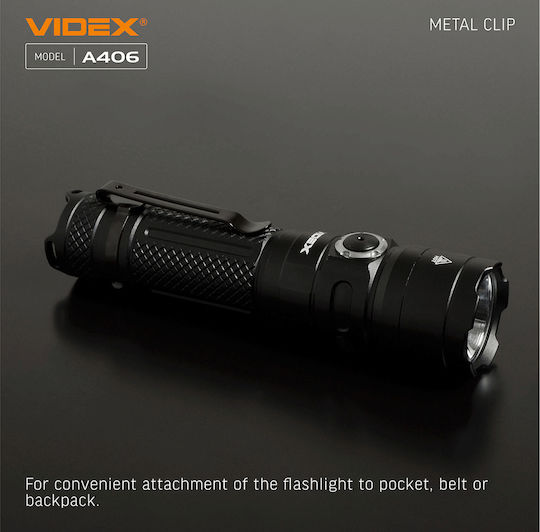 Videx Επαναφορτιζόμενος Φακός LED IP68 με Μέγιστη Φωτεινότητα 4000lm