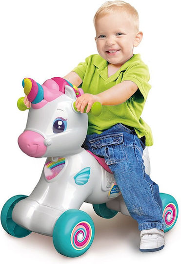 Baby Clementoni Rina Monokerina 3 in 1 Plastic Rocking Toy Unicorn for 12+ months with Sounds & Music with Max Load Capacity 20kg White
