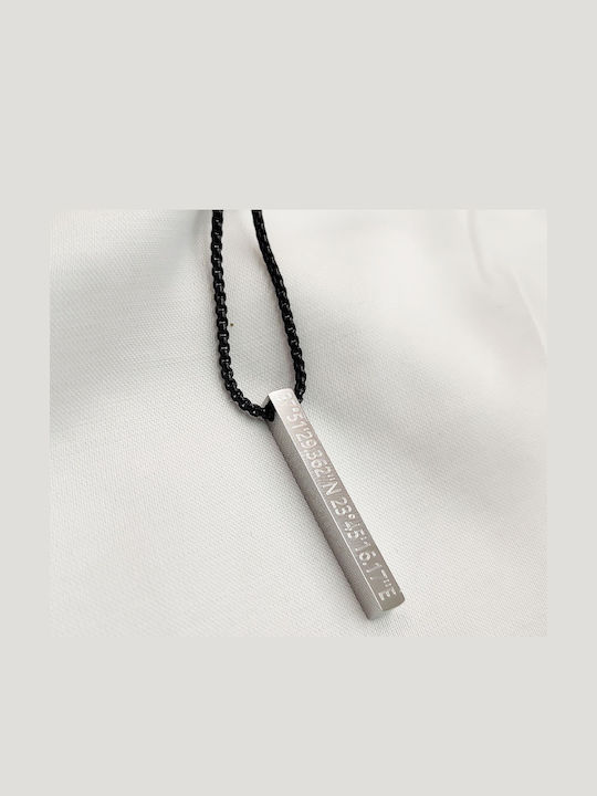 Jt Set Necklace Couples Bar 3D Steel Engraving Text Engraving Light-Colored 1 Side