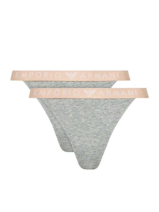 Βαμβακερά Γυναικεία String 2Pack Ανοιχτό Γκρι