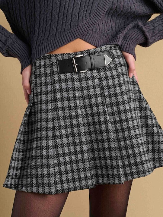 Mini Φούστα Καρό Grey