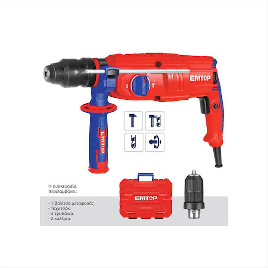 Emtop Ударен Къртач Електрически 800W с Прикачване SDS Plus ERHRL802