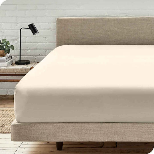 Astron Italy Σεντόνι Υπέρδιπλο με Λάστιχο 160x200+40εκ. Beige