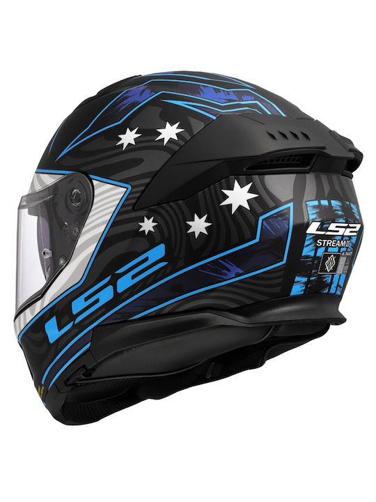 LS2 Stream II Galdam Mat Black/Blue Κράνος Μηχανής Full Face ECE 22.06 1550gr με Sunvisor