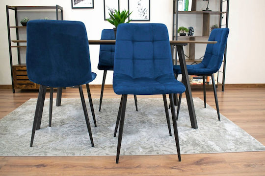 Καρέκλες Τραπεζαρίας Βελούδινες Navy Blue 3τμχ 69x62x48εκ.