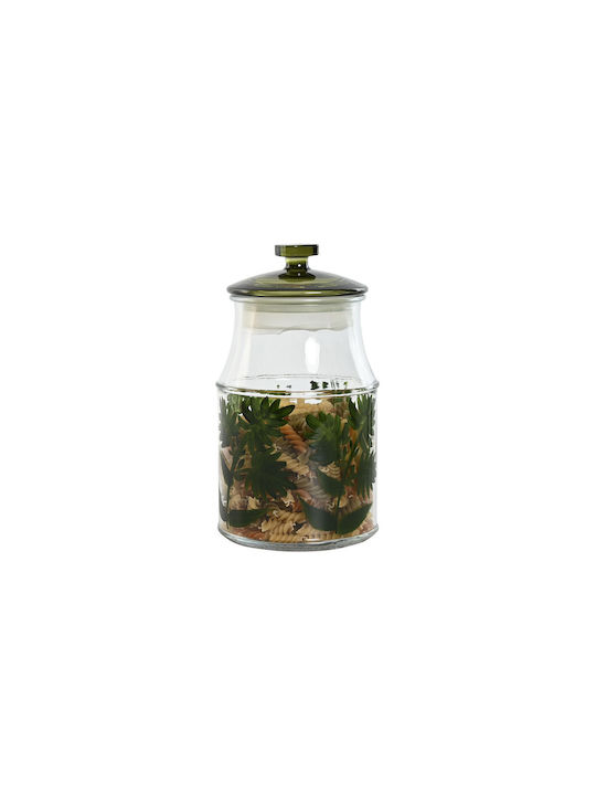 Home Esprit Set of 3pcs Jars General Use with Lid Glass Green 3x11.6x60cm