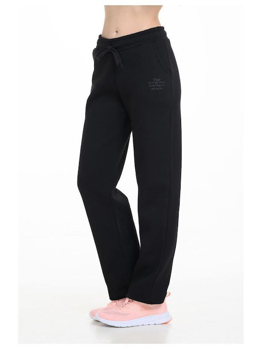 Παντελόνι Φόρμας με Λάστιχο Fleece Μαύρο