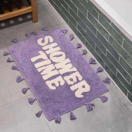 Flamingueo Non-Slip Bath Mat Cotton Purple 53x80cm