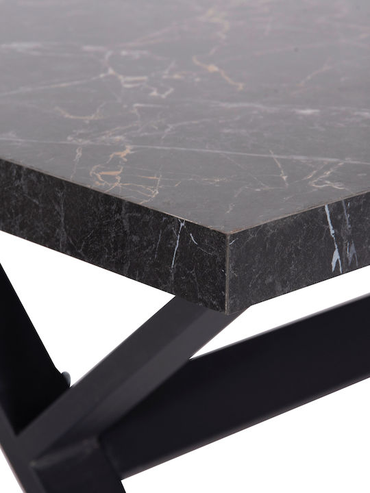 Lana Table Kitchen Wooden with Metal Frame Black Marble-black 140x70x72cm
