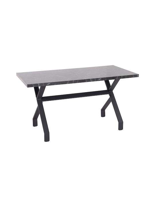 Lana Table Kitchen Wooden with Metal Frame Black Marble-black 140x70x72cm