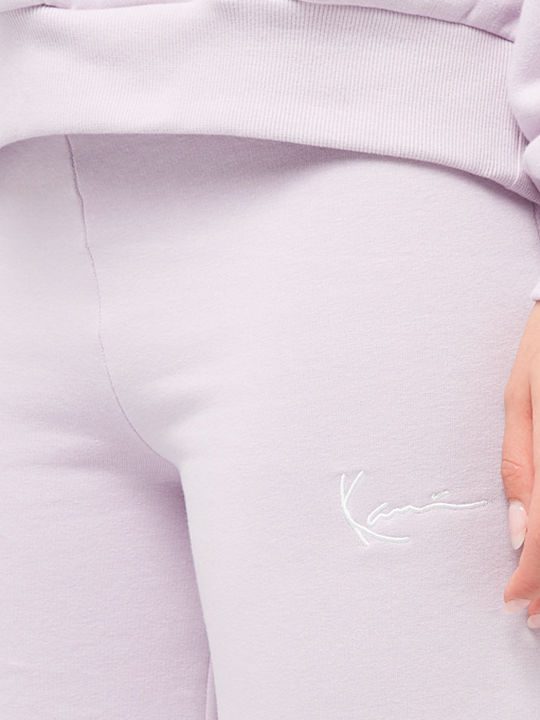 Small Signature Γυναικεία Παντελόνα με Λάστιχο σε Wide Γραμμή Lilac