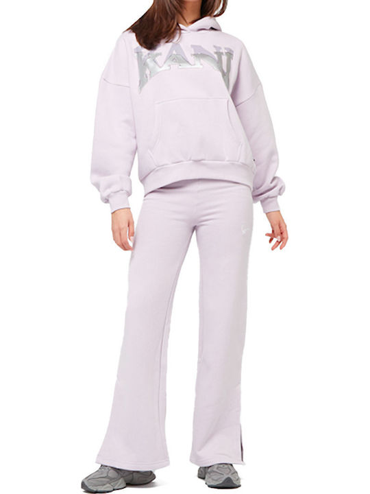Small Signature Γυναικεία Παντελόνα με Λάστιχο σε Wide Γραμμή Lilac