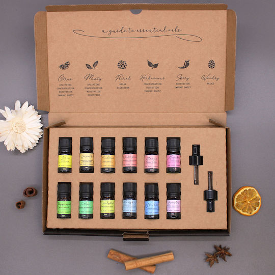 Aromatherapy Set Pure Essential Oils Starter Pack Σετ 12 Αιθέρια Έλαια 5ml