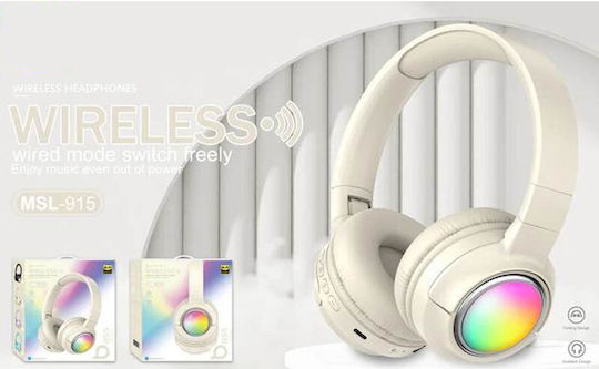MSL-915 Ασύρματα Bluetooth On Ear Ακουστικά Μπεζ