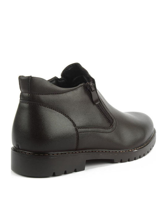 Brown Men's Boots with Zipper