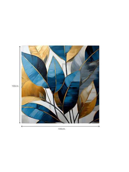 Megapap Botanical Leaves Painting on Canvas 100x100cm