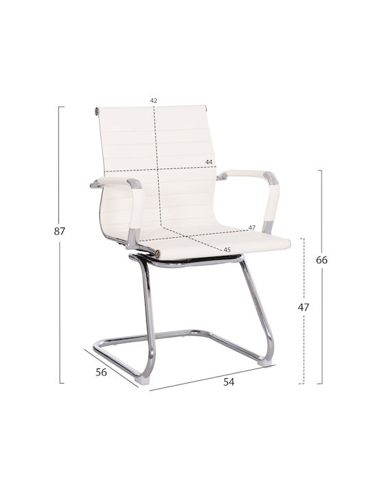 Chair Visitor Boss with Arms in White Color 54x56x87cm 2pcs