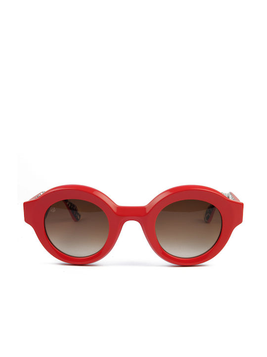 Woodys Barcelona Women's Sunglasses with Red Plastic Frame and Brown Gradient Lens WO24231104