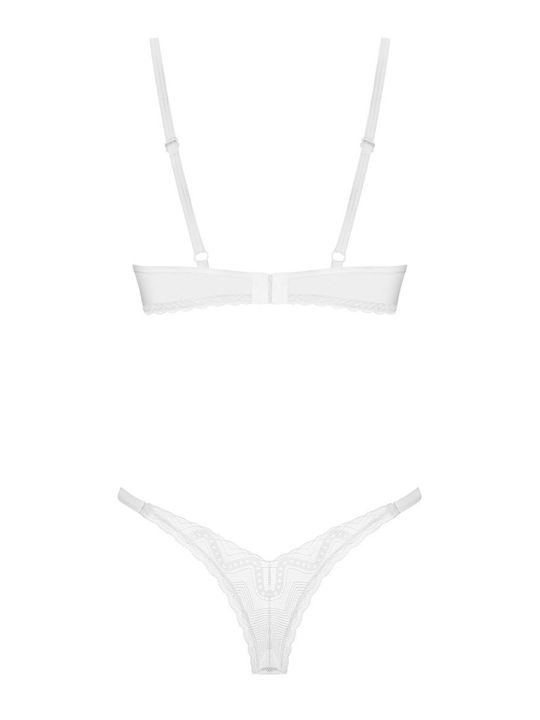 Obsessive Lace Underwear Set with Bra & String White / White Alissium