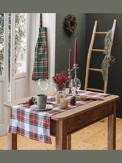 Amo La Casa Față de Masă din Bumbac cu Carouri 45x140 Tartan Chiparos