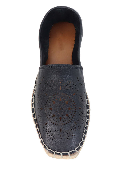 Women's Leather Espadrilles Black