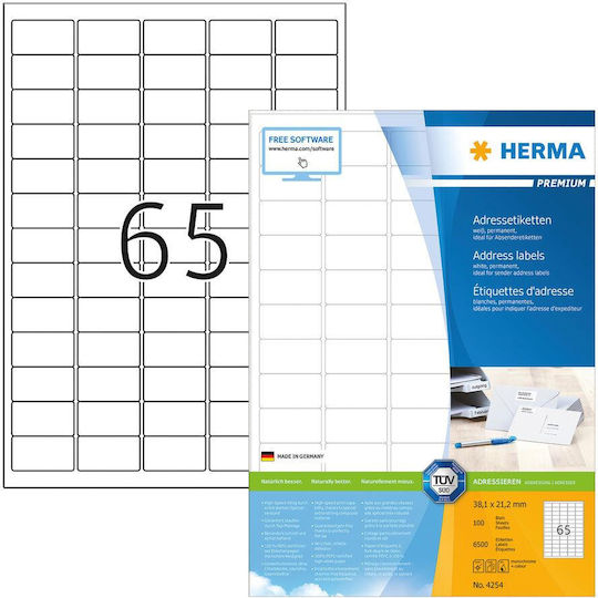 Herma Αυτοκόλλητες Ετικέτες Α4 Ορθογώνιες Address 38.1x21.2mm