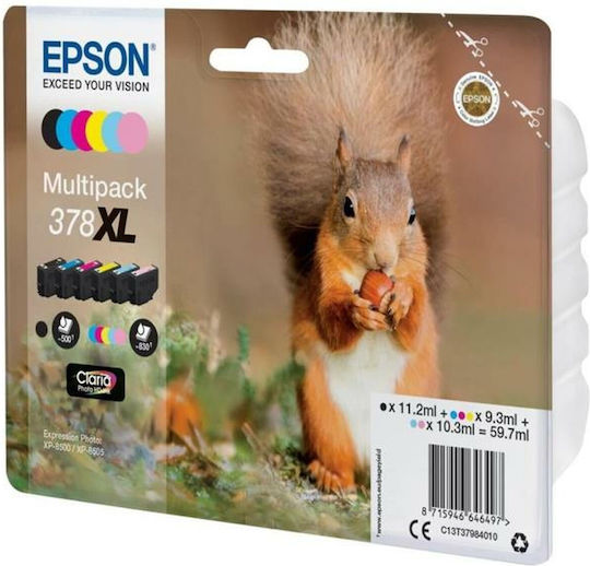 Epson 378XL Original Pack of 6 InkJet Printer Inks Yellow / Cyan / Magenta / Black (C13T37984020)