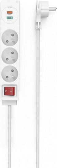 HAMA Πολύπριζο 3 Θέσεων με USB-A και USB-C