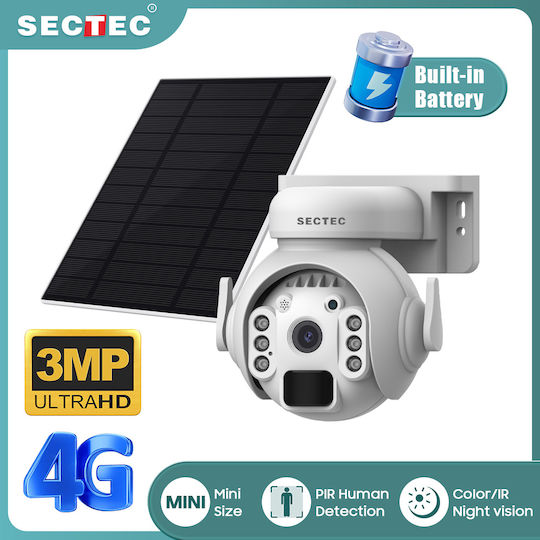 Sectec ST-515C-3M-4G-EU-5W IP Surveillance Camera 4G Full HD+ 3MP Waterproof Battery Powered with Two-Way Communication and Lens 3.6mm