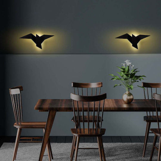 Opviq Modern Lumină de Perete cu LED Integrat și Lumină Alb Cald Negru 56x24x14cm