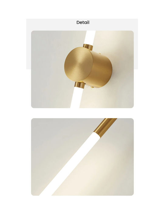 Home Lighting Μοντέρνο Φωτιστικό Τοίχου με Ενσωματωμένο LED και Ρυθμιζόμενο Λευκό Φως Χρυσό 62x8x8εκ.