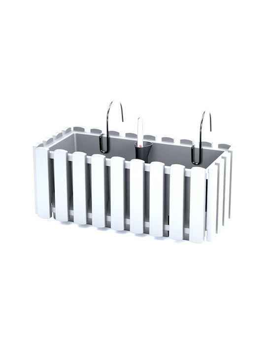 Prosperplast Boardee Fence W planter Self-watering Planter Box Plastic White 38x18x16.2cm.