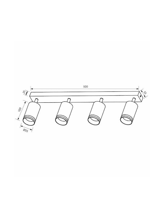 Vivalux King Spot with 4 Lights and with Socket GU10 in Black Color