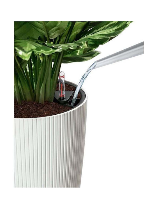 Lechuza Cilindro Self-watering Pot Plastic Sand Brown 21x21x41cm.