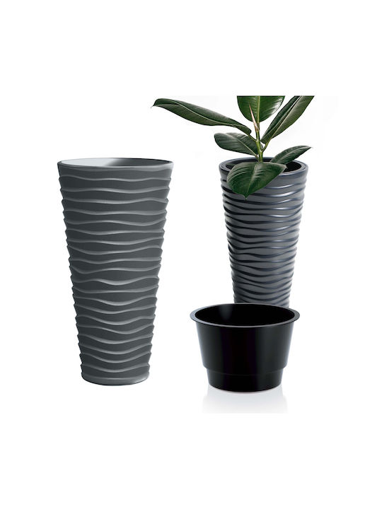 Marhome Sand Slim Pot Plastic Charcoal 38.7x38.7x75cm.