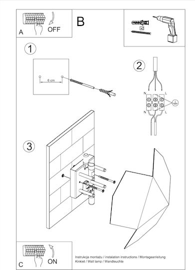 Sollux Tre Modern Lamp Wall with Socket G9 Black 30x26x15cm