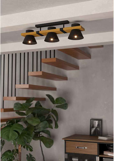 Eglo Triple Spot with Socket E27 in Black Color Eglo Triple Spot with Socket E27 in Black Color