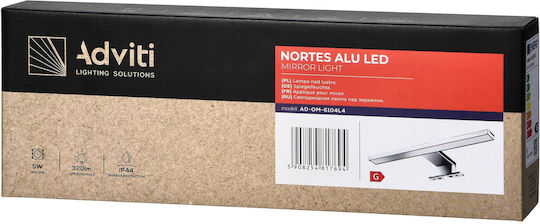 Adviti Leuchte Badezimmer mit Integrierter LED und Neutralweißes Licht Silber 30cm