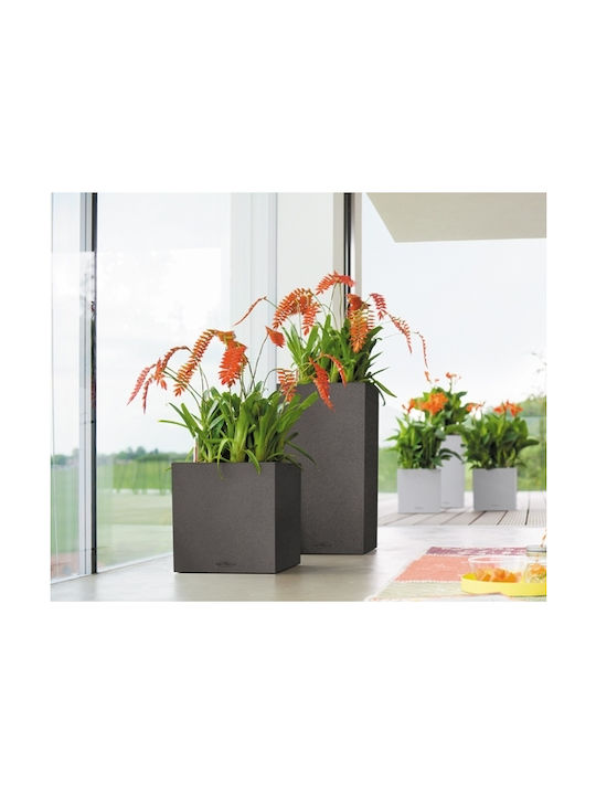 Lechuza Canto Stone Low Αυτοποτιζόμενη Γλάστρα Πλαστική Graphite Black 29.5x29.5x30εκ.