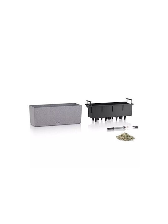 Lechuza Balconera Stone Graphite Black Self-watering Planter Box Plastic Black 79x19x19cm.