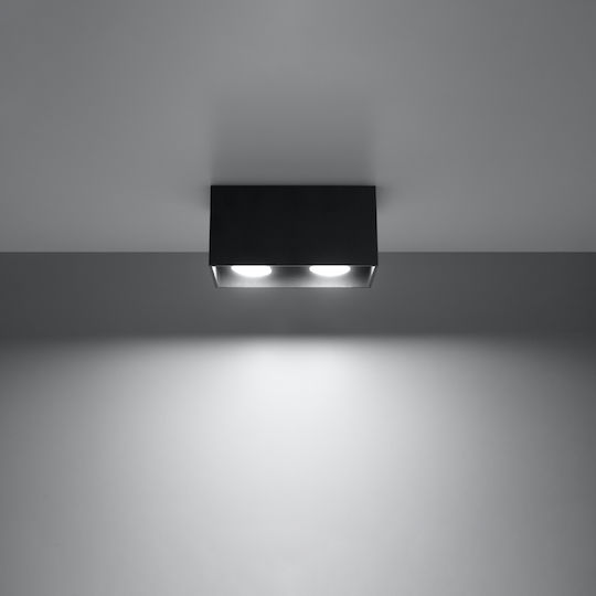 Sollux Quad Διπλό Σποτ με Ντουί GU10 σε Μαύρο Χρώμα