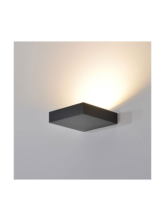 Luma Modern Lamp Wall with Integrated LED and Warm White Light Black 14x14cm